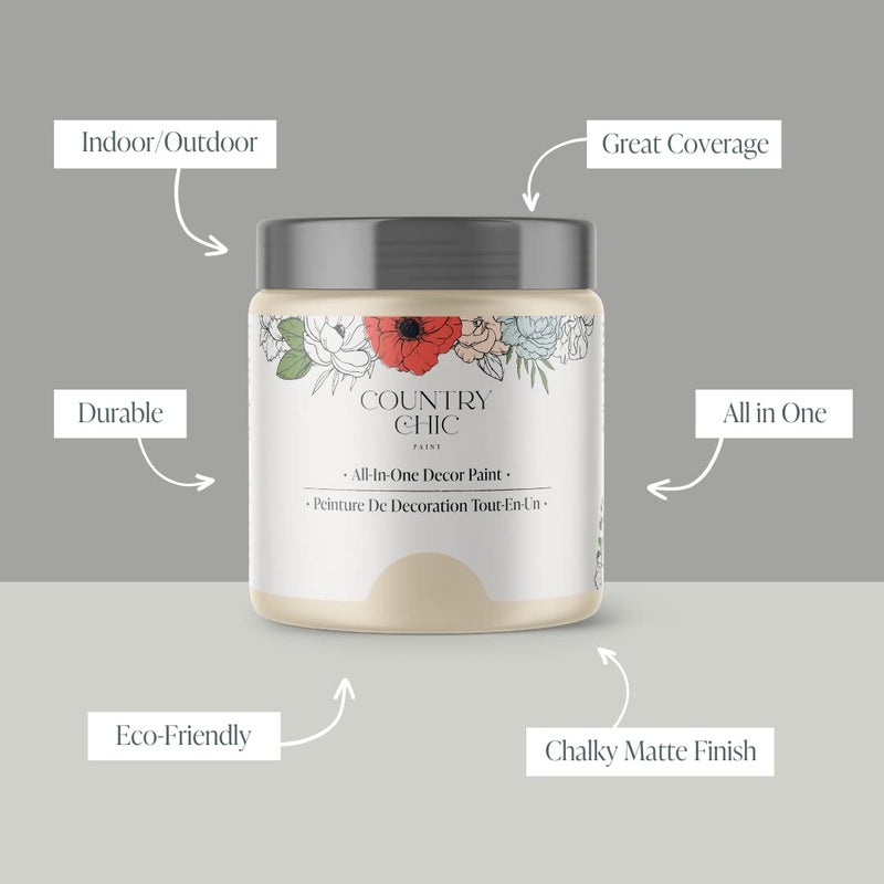 Country Chic Paint Country Chic All-in-One Chalk Paint for Furniture, Cabinets, Home Decor, Eco-Friendly, Matte Finish, Built-In Primer & Top Coat for Wood, Metal - Cheesecake (Off White) - Quart 32 oz (950 ml) - Image 2